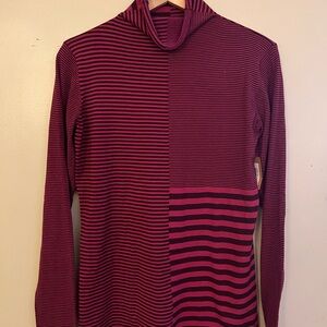 Title Nine Women's Striped Cowl Neck Sweater - Red and Black